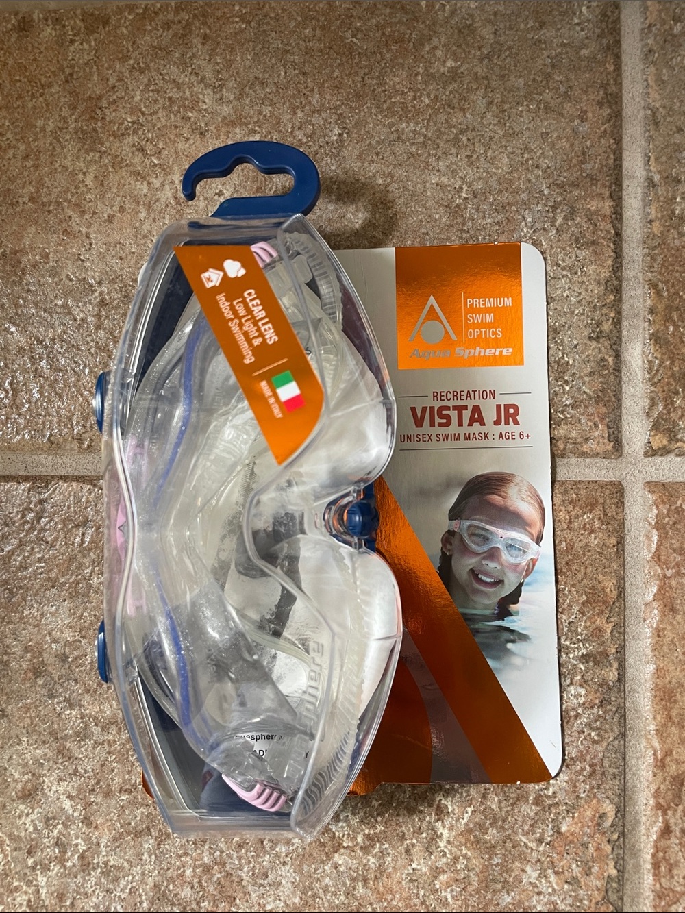 Aqua Sphere Vista JR Kids Swim Mask - Clear with Pink Accents